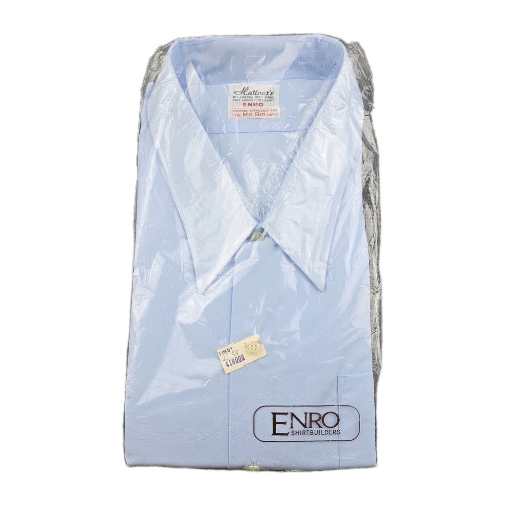 Vintage ENRO Shirtbuilders‎ Deadstock Dress Shirt 20x33 Blue Big & Tall USA XXL